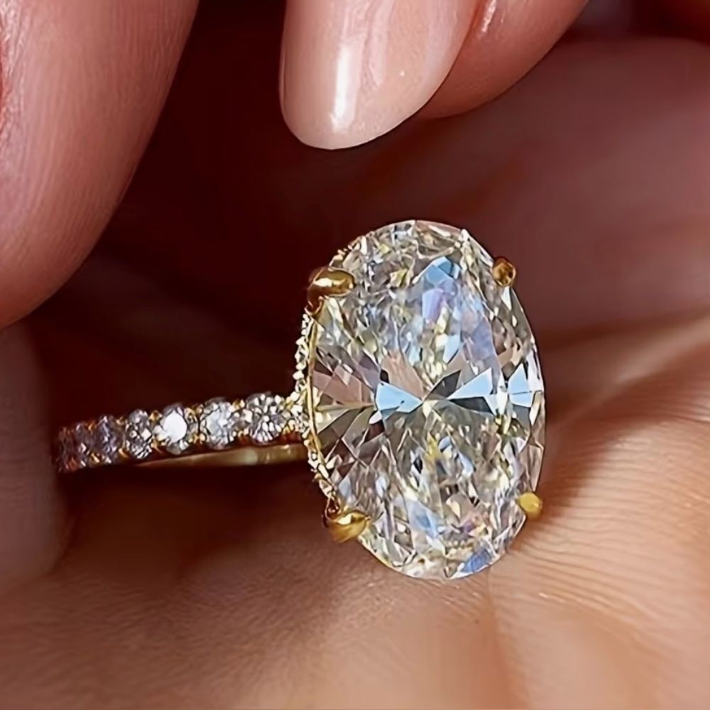 💍 New Stunning Brilliant 4 carat oval white sapphire stone gold filled setting 💍